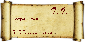 Tompa Irma névjegykártya